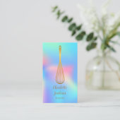 金ゴールドウィスクベーカリーパティッセリーレインボーホログラフィック 名刺 (スタンド正面)