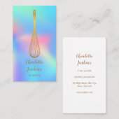 金ゴールドウィスクベーカリーパティッセリーレインボーホログラフィック 名刺 (正面/裏面)