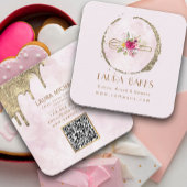 金ゴールドウィスク赤面水彩フローラ スクエア名刺