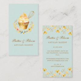 金ゴールドウィスク&カップケーキベイカーベーカリーシェフケータラー 名刺