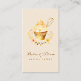 金ゴールドウィスク&カップケーキベイカーベーカリーシェフケータラー 名刺