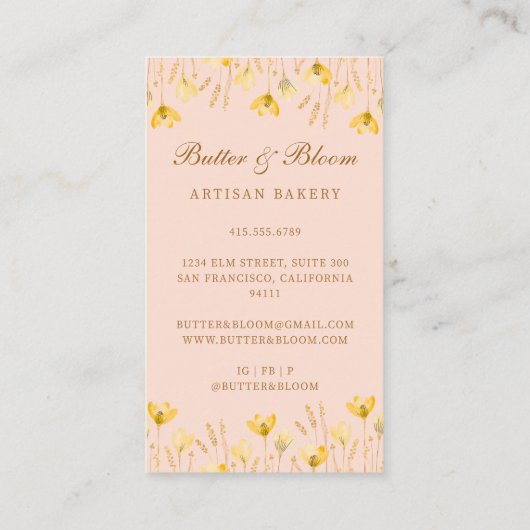 金ゴールドウィスク&カップケーキベイカーベーカリーシェフケータラー 名刺 (裏面)