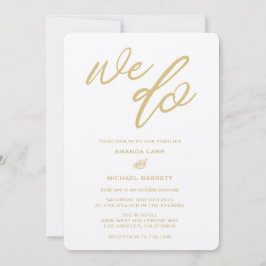 金ゴールドウィドスクリプトビーチ結婚式招待状 招待状