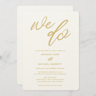 金ゴールドウィドスクリプトビーチ結婚式招待状 招待状