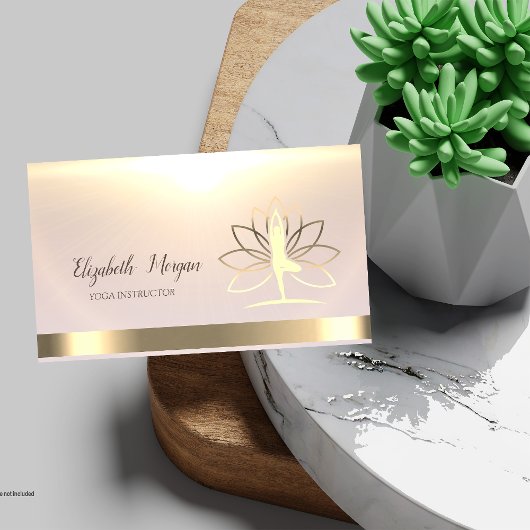 金ゴールドウィメンズシルエットロータスヨガインストラクター 名刺