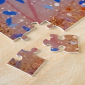 金ゴールドウィンターウッドランドラビットフクロウの水色 ジグソーパズル (側面)