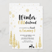 金ゴールドウィンターオネダーランド1stボーイ誕生日招待状 招待状 (正面/裏面)