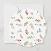 金ゴールドウィンターグリーンリースラウンドフォトホリデー シーズンカード (裏面)