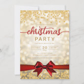 金ゴールドウィンターグレームカンパニークリスマスレッドリボン 招待状 (正面)