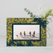 金ゴールドウィンターブルークリスマススノーフレーク写真フレーム 箔シーズンカード (立ち正面)