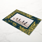 金ゴールドウィンターブルークリスマススノーフレーク写真フレーム 箔シーズンカード (回転した状態)