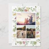 金ゴールドウィンターボタニカル3フォトホリデーカード シーズンカード (正面)