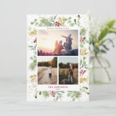 金ゴールドウィンターボタニカル3フォトホリデーカード シーズンカード (スタンド正面)