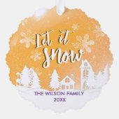 金ゴールドウィンターワンダーランドレットイットスノーホリデイ オーナメントカード (裏面)