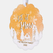 金ゴールドウィンターワンダーランドレットイットスノーホリデイ オーナメントカード (左)