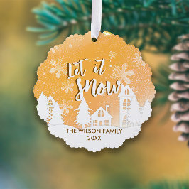 金ゴールドウィンターワンダーランドレットイットスノーホリデイ オーナメントカード