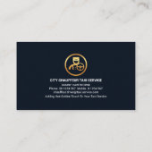 金ゴールドウェイターサービスプレートシティシルエットタクシー 名刺 (裏面)