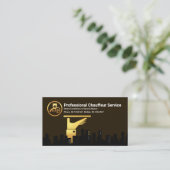 金ゴールドウェイターサービスプレートシティシルエットドライバー 名刺 (スタンド正面)