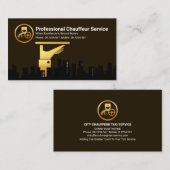 金ゴールドウェイターサービスプレートシティシルエットドライバー 名刺 (正面/裏面)