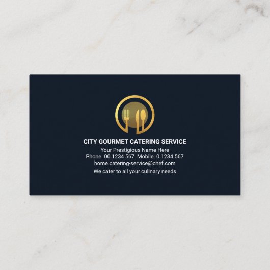 金ゴールドウェイターサービングプレートシティシルエット 名刺 (裏面)