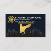 金ゴールドウェイターサービングプレートシティシルエット 名刺 (正面)