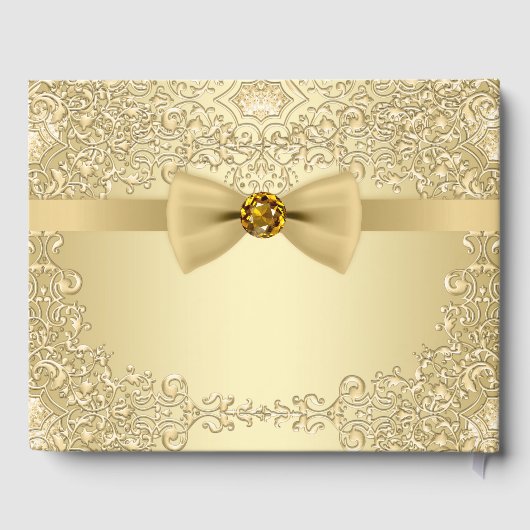 金ゴールドウェディングエレガントパーティーイベントゲストブック ゲストブック (裏面)