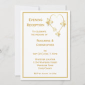 金ゴールドウェディングレセプション招待状蝶 招待状 (正面)