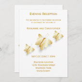 金ゴールドウェディングレセプション招待状蝶 招待状 (正面/裏面)