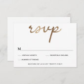 金ゴールドウェディングRSVPエンクロージャカード 招待状 (正面/裏面)