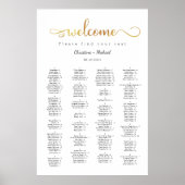 金ゴールドウェルカムアルファベットの座席表 ポスター (正面)