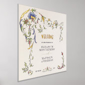 金ゴールドウェルカムサインビクトリアンオーナメント結婚の 箔ポスター (レイダウン)