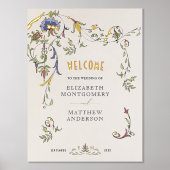 金ゴールドウェルカムサイン中世オーナメント結婚ズ 箔ポスター (正面)