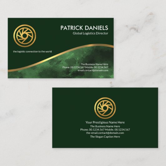 金ゴールドウェーブエメラルド・グリーン・レイヤーズCEO創設者 名刺 (正面/裏面)