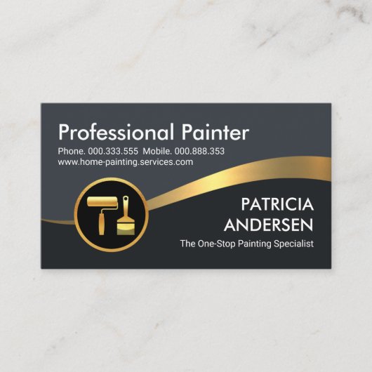 金ゴールドウェーブブルーシェードレイヤーペイント 名刺 (正面)