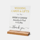 金ゴールドウエディングカードギフトタイポグラフィ アクリルサイン (傾斜)