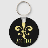 金ゴールドウォッシュアウト(紋章の)フラ・ダ・リキーチェーン キーホルダー (正面)