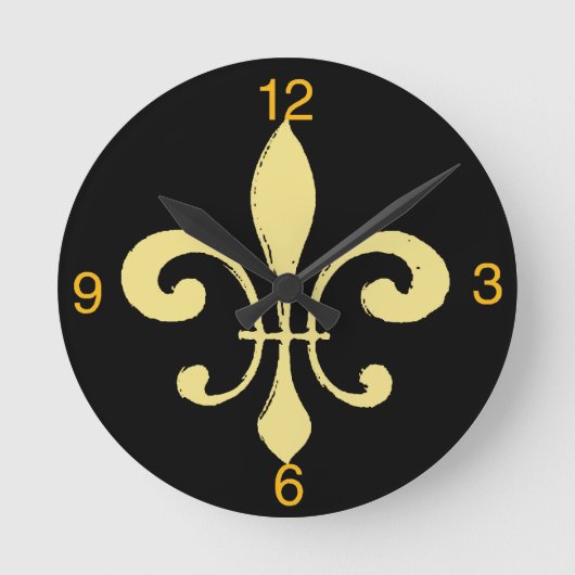 金ゴールドウォッシュアウト（紋章の）フラ・ダ・リ、名前の追加 ラウンド壁時計 (正面)