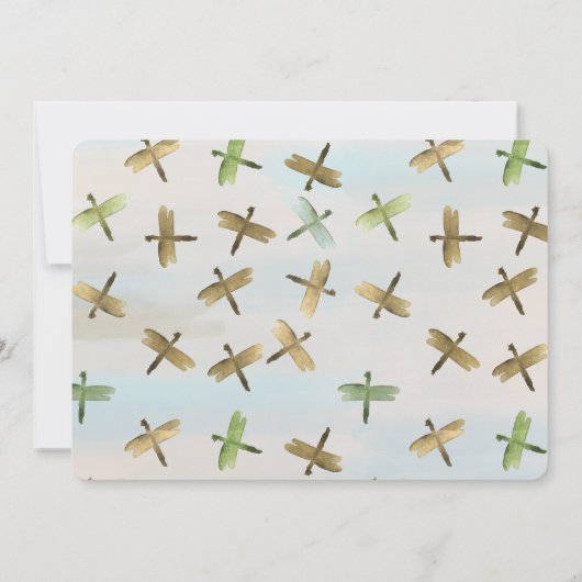 金ゴールドウォーターカラートンボの誕生日 招待状 (裏面)