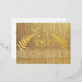 金ゴールドウォーターフォールカーテンRSVP 箔招待状ポストカード (正面/裏面)