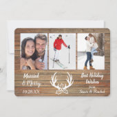 金ゴールドウッドアントラー結婚したスリー写真テンプレート シーズンカード (正面)