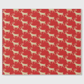 金ゴールドウッドランドスタグトナディアオンレッドラッピング紙 ラッピングペーパー (フラット)