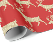 金ゴールドウッドランドスタグトナディアオンレッドラッピング紙 ラッピングペーパー (ロールコーナー)