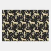 金ゴールドウッドランドスタッフスツリーフォレストスノーブラック ラッピングペーパーシート (正面3)