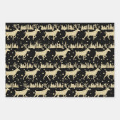 金ゴールドウッドランドスタッフスツリーフォレストスノーブラック ラッピングペーパーシート (正面)