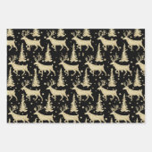 金ゴールドウッドランドスタッフスツリーフォレストスノーブラック ラッピングペーパーシート (正面3)