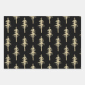 金ゴールドウッドランドスプルース無地の木 ラッピングペーパーシート (正面3)