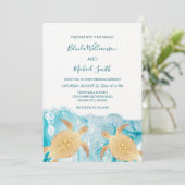 金ゴールドウミガメスカイブルーインク 招待状 (スタンド正面)