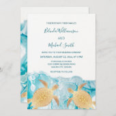 金ゴールドウミガメスカイブルーインク 招待状 (正面/裏面)