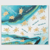 金ゴールドウミガメターコイズ | Melle Kalikimaka ラッピングペーパー (フラット)