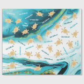 金ゴールドウミガメターコイズ | Melle Kalikimaka ラッピングペーパー (フラット)